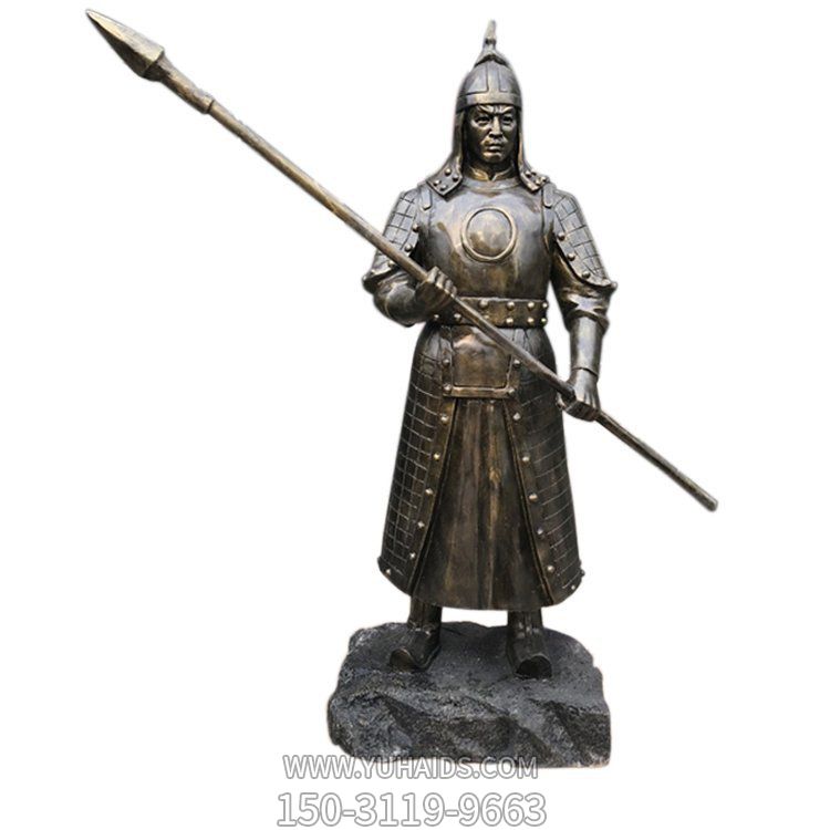 玻璃钢仿铜户外园林古代将士雕塑
