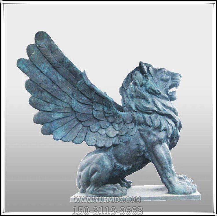 带翅膀狮子 大型西洋 铸铜狮子雕像工艺品 景观青铜狮子雕像雕塑