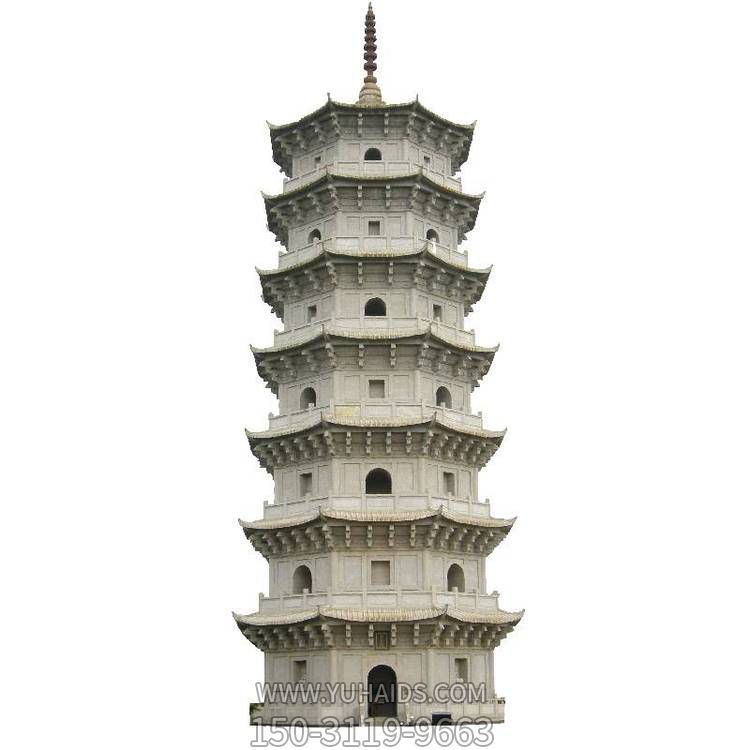 寺庙青石雕刻中式七层宝塔雕塑