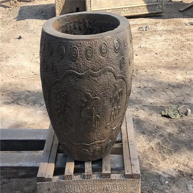 仿古做旧石雕聚宝盆雕塑