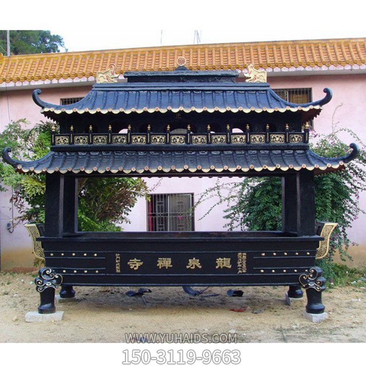 寺庙大型铸铜铁长方形香炉 摆件雕塑