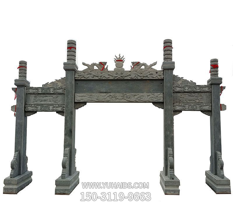 宗祠仿古三门四柱大理石牌坊石雕雕塑