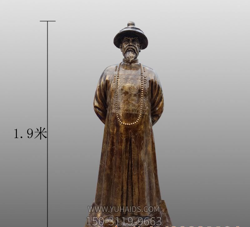 观光景区摆放晚清朝硝烟英雄纯铜雕像雕塑