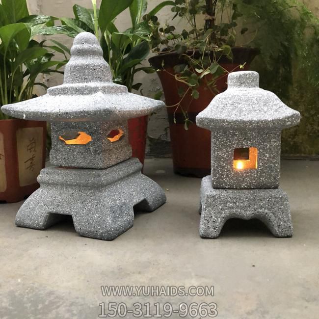 庭院日式禅意青石灯石塔雕塑