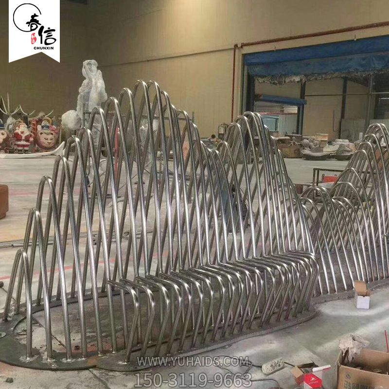 不锈钢假山景观抽象金属锻造公园绿地铁艺造型雕塑