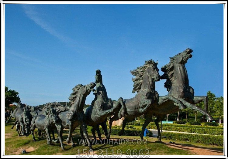 园林广场大型动物景观一群奔跑的马群雕塑