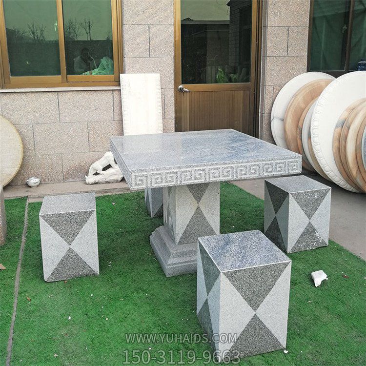 大理石石雕庭院家用方形石桌石凳雕塑
