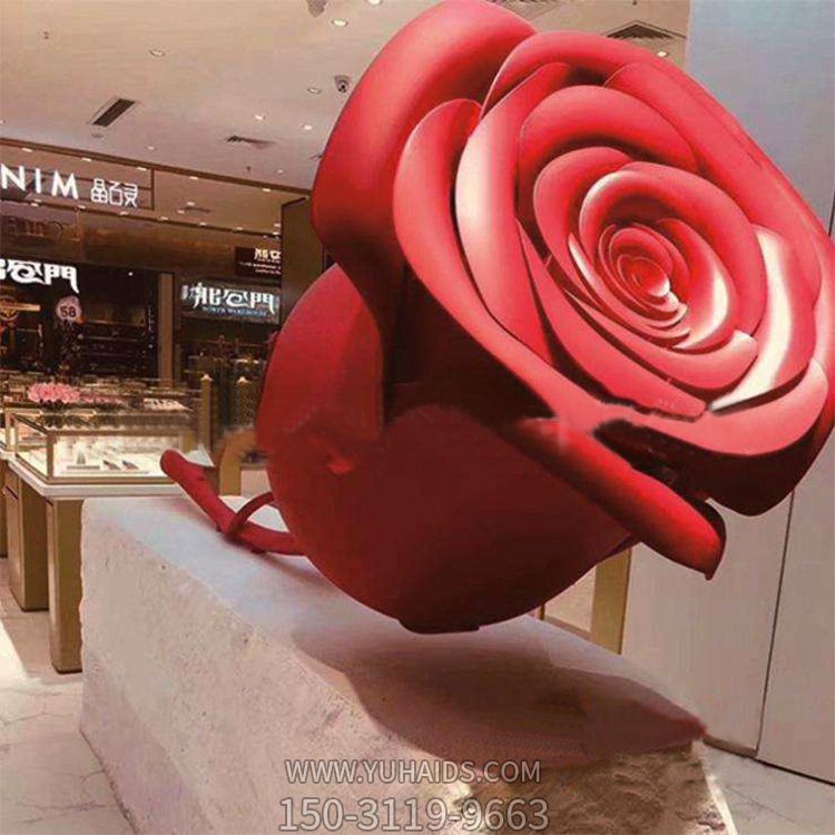 商场大厦玻璃钢仿真玫瑰花雕塑