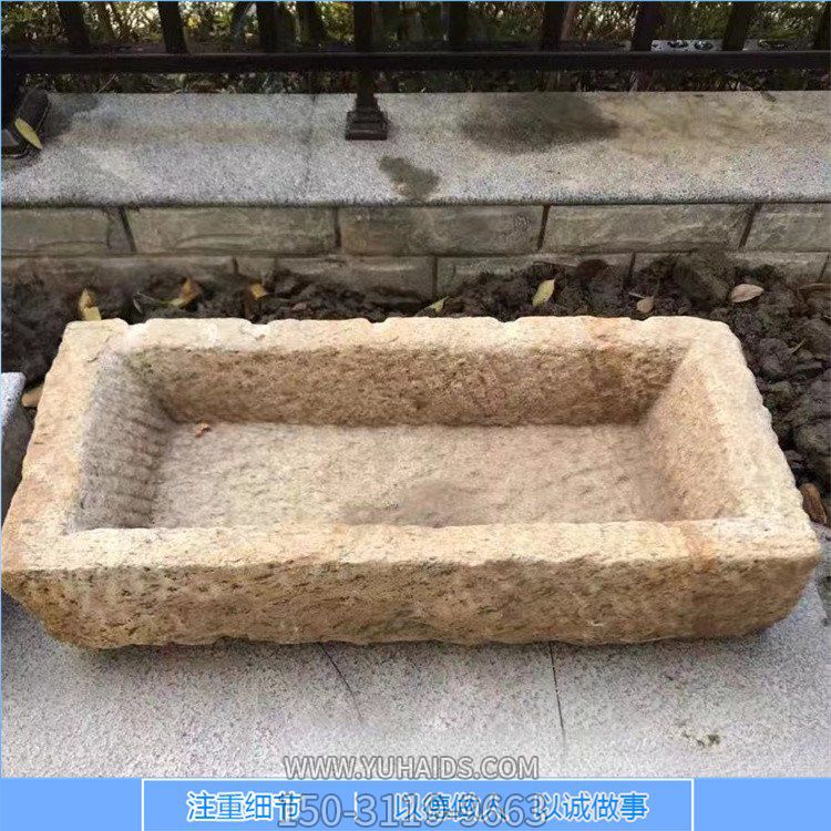 大理石石雕户外园林景观摆件老石槽雕塑