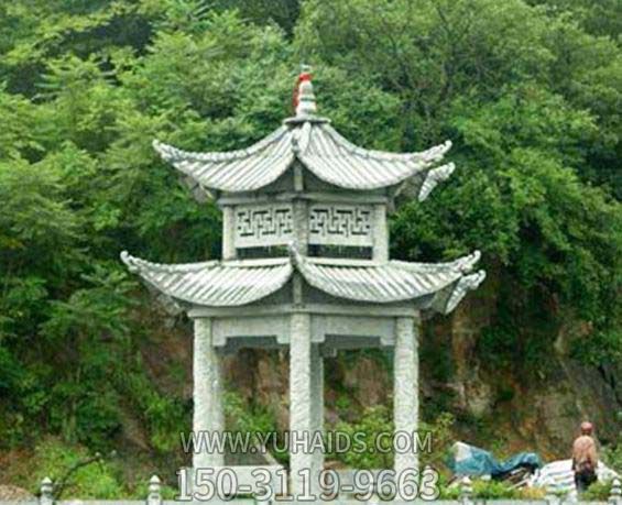 双层镂空青石仿古建寺院景区摆放凉亭雕塑