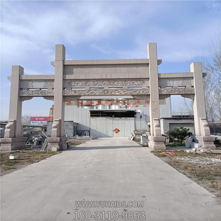 大理石石雕景观三门四柱简易牌坊雕塑