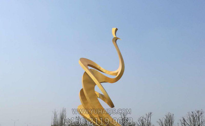 不锈钢抽象喷金烤漆凤凰雕塑