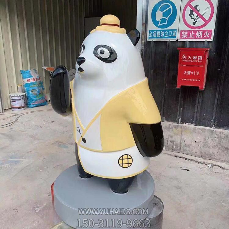 饭店店铺门口玻璃钢卡通熊猫摆件雕塑