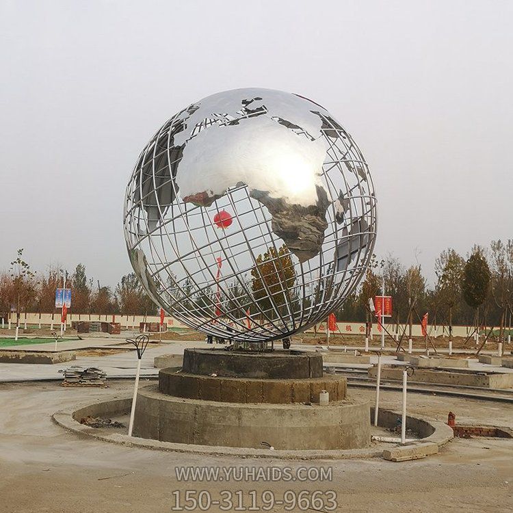 不锈钢户外广场大型工艺品摆件地球仪雕塑