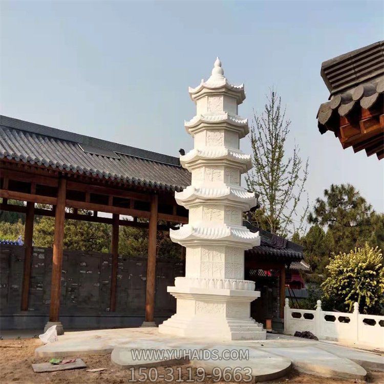 汉白玉优质石材浮雕石塔景点寺庙园林摆件雕塑