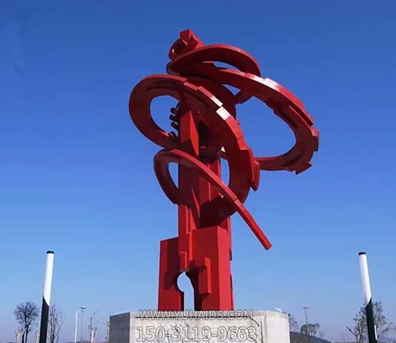广场大型环绕不锈钢喷漆飘带雕塑