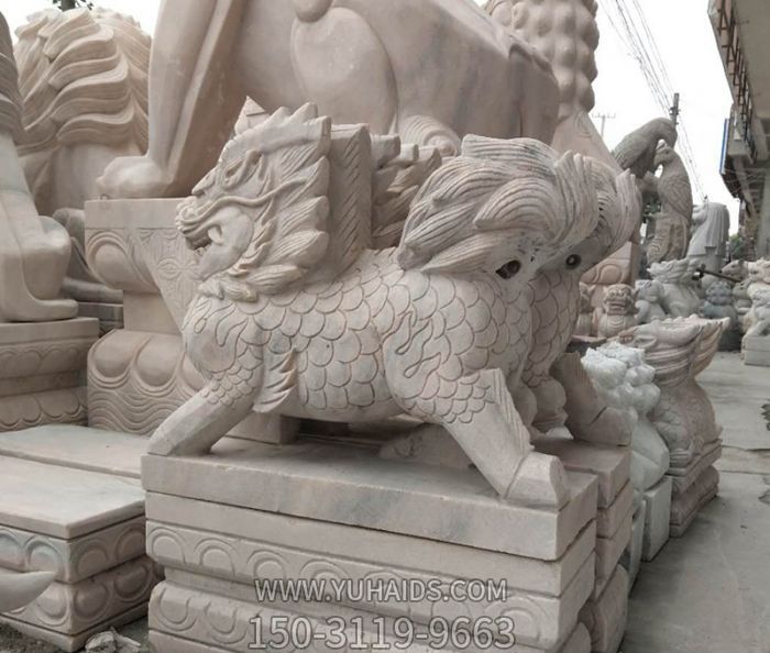 庭院寺庙大理石石雕神兽麒麟雕塑