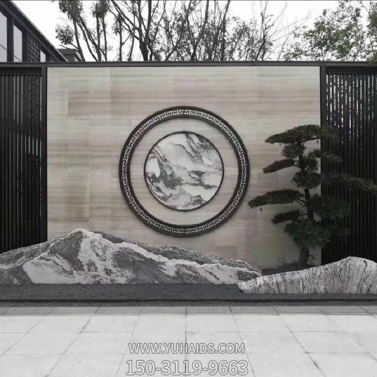 花岗岩浮雕圆形石雕壁画别墅庭院玄关影背墙雕塑