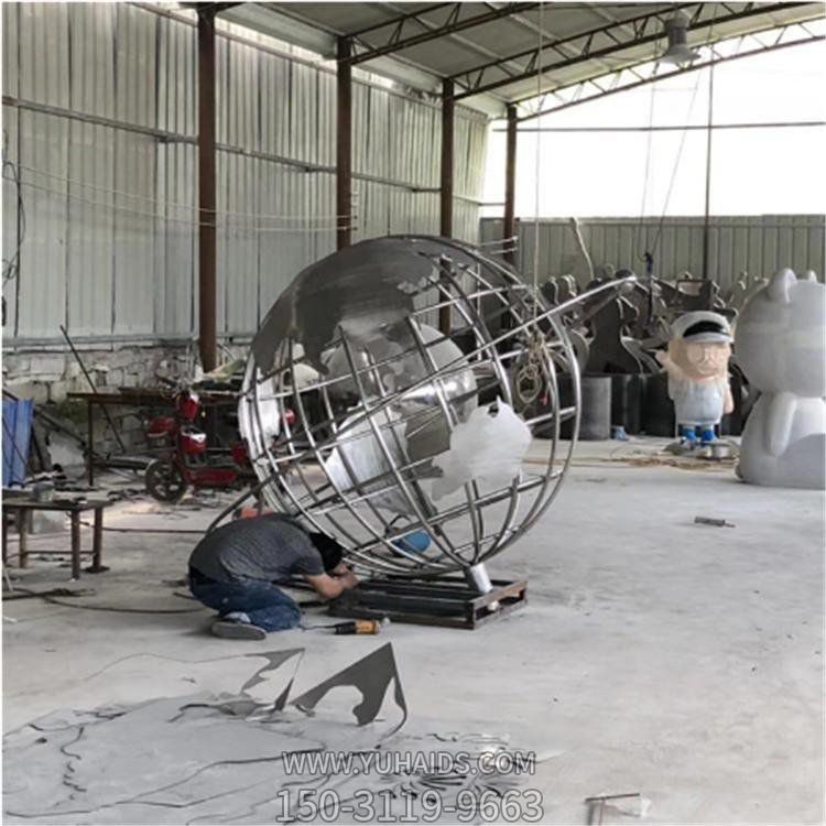 不锈钢金属网格大型地球仪雕塑