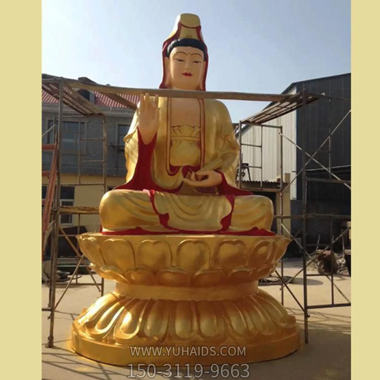 大型景区寺庙铸铜彩绘园林景观观音雕塑