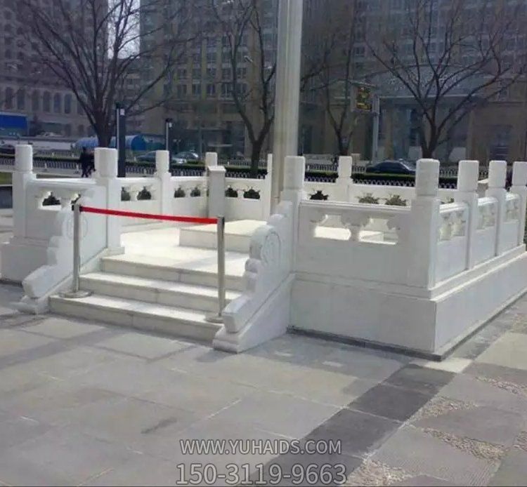 校园广场摆放升旗台汉白玉雕刻扶手栏杆围栏雕塑