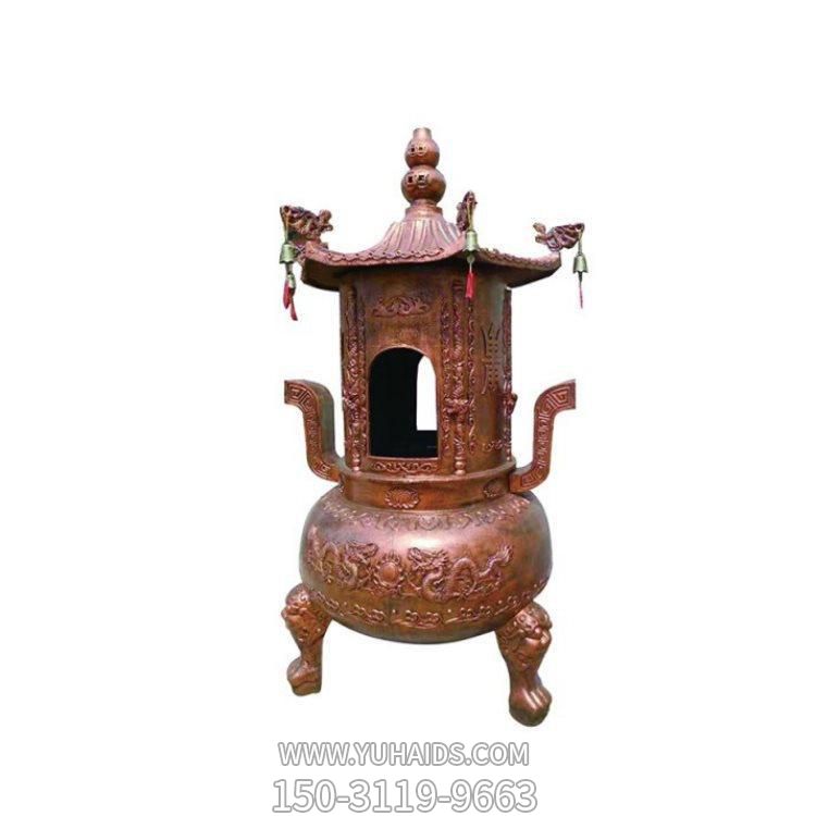 寺院摆放纯铜四柱香炉铜塔刹舍利塔雕塑