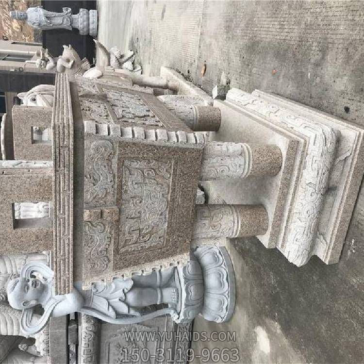 寺院户外摆放花岗长方形香炉青石化宝香炉石雕雕塑