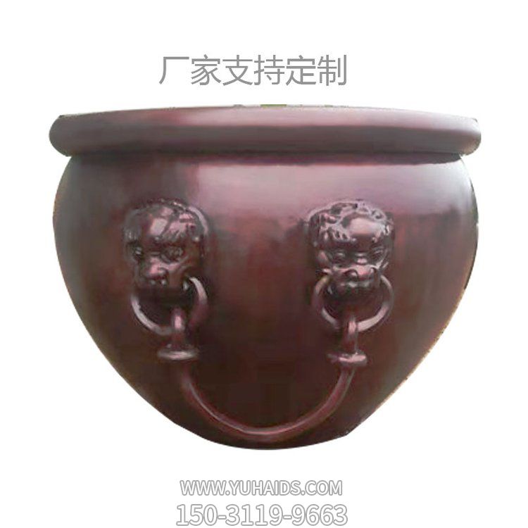 厂家定制玻璃钢仿铜景观缸雕塑