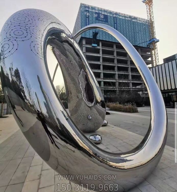 广场大型不锈钢镜面抽象艺术景观摆件雕塑