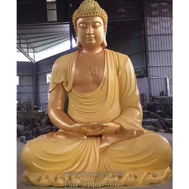 寺庙摆放大型坐莲花释迦摩尼佛铜像雕塑