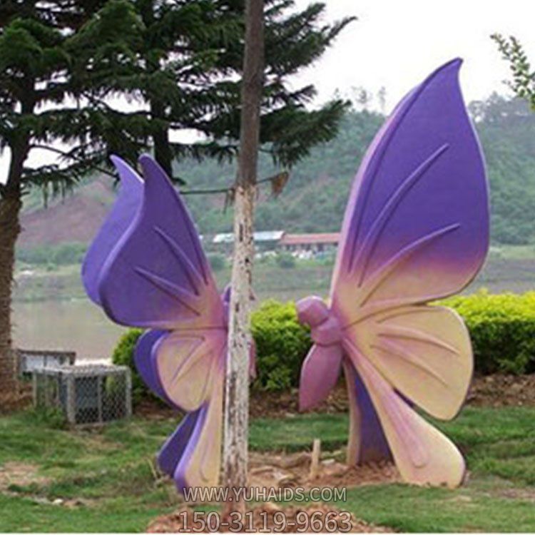 公园创意不锈钢彩绘创意蝴蝶摆件雕塑