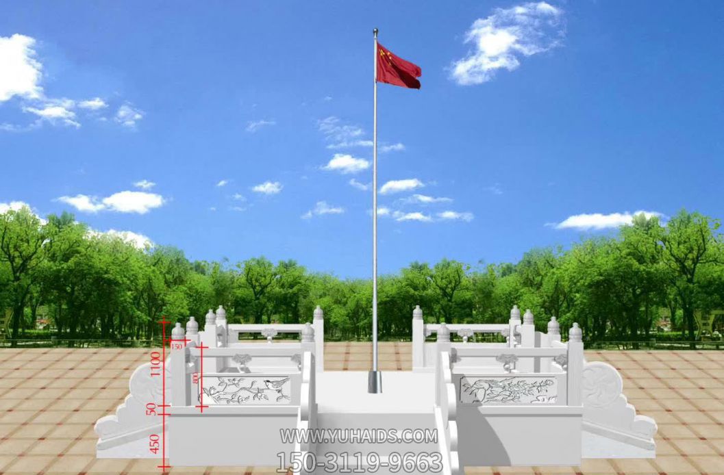 花园汉白玉浮雕升旗台雕塑