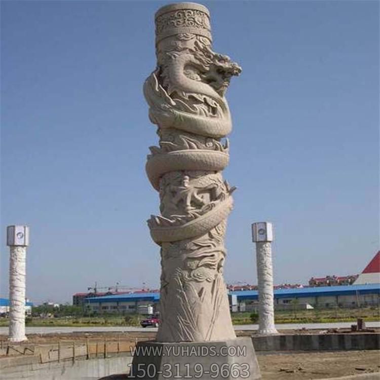 大理石石雕盘龙景观龙柱雕塑