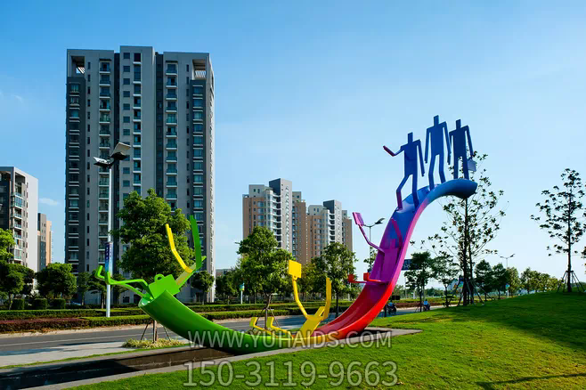 公园大型不锈钢彩绘景观雕塑