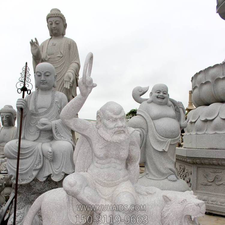 明清寺院花岗岩雕刻罗汉像 佛像雕塑