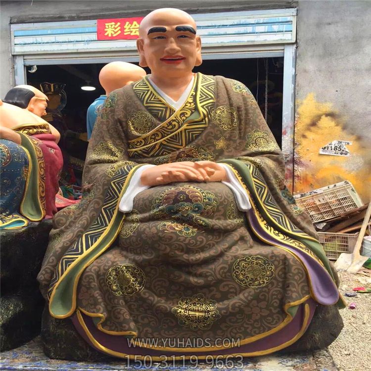 玻璃钢彩绘大型寺庙景观供奉十八罗汉雕塑
