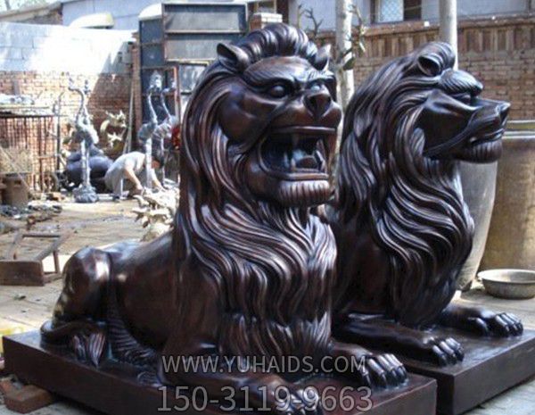 大型不锈钢铜雕仿真动物狮子雕塑