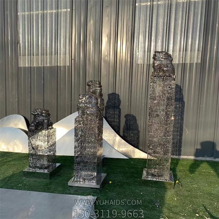 不锈钢室内创意景观拴马桩雕塑