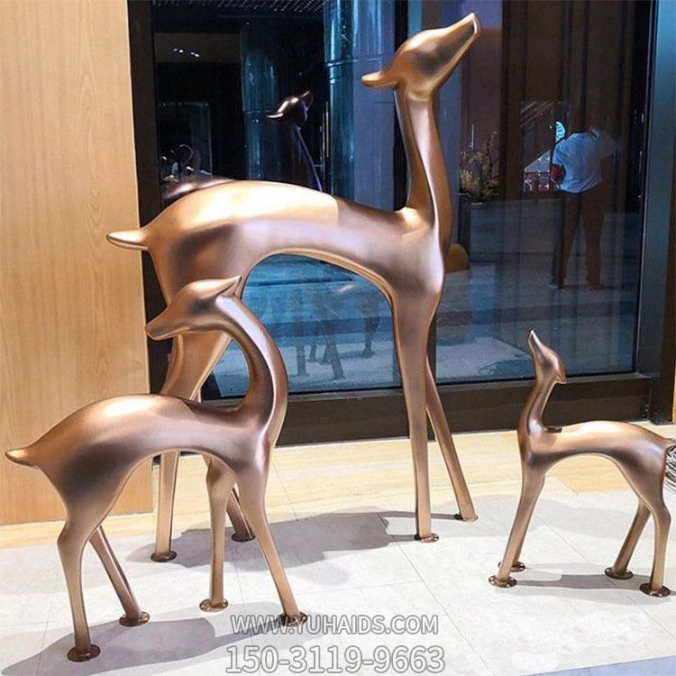 展馆展厅摆件 城市园林景观装饰玻璃钢抽象小鹿雕塑