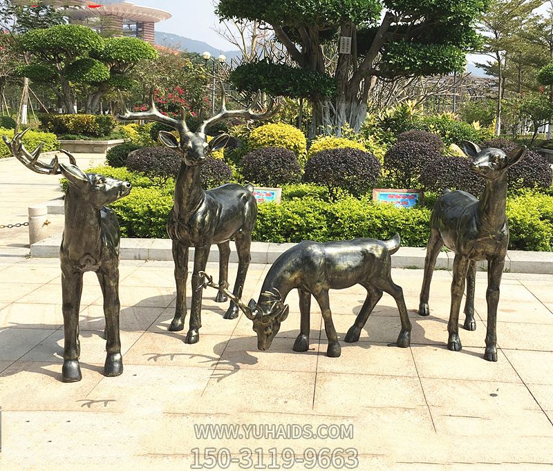 公园景区街道铜雕鹿雕塑