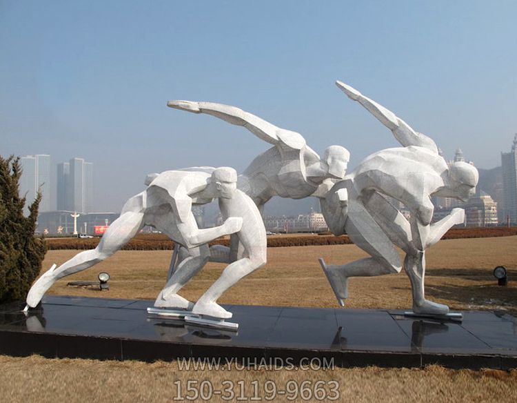 广场公园景观不锈钢抽象跨栏体育运动员雕塑
