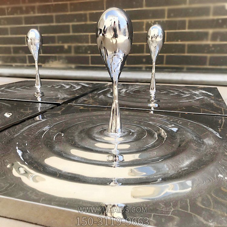 不锈钢镜面水波纹滴水景观摆件雕塑