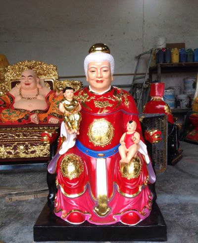 桃花圣母教主玻璃钢彩绘寺庙供奉十二老母雕塑