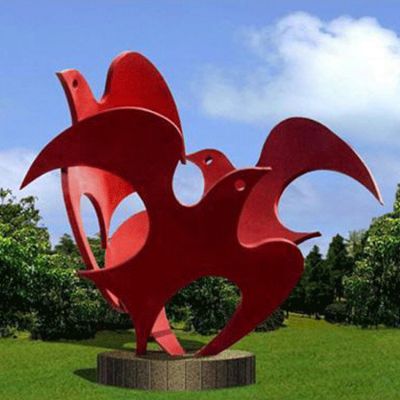 广场摆放不锈钢抽象鸽子景观雕塑