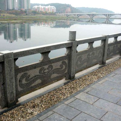 公园湖边大理石浮雕花纹栏板栏杆
