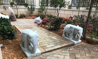 街道大理石石雕户外园林大象雕塑