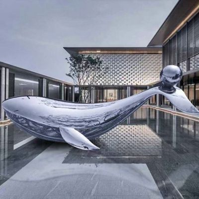 酒店会所水景摆件鲸鱼雕塑