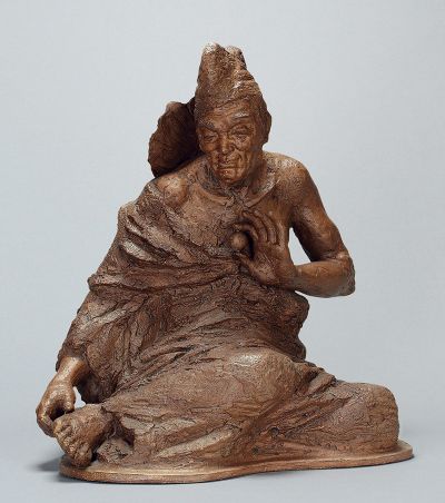 不锈钢仿铜坐着的活佛济公雕塑