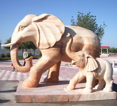 城市广场大型景观装饰品大理石石雕大象雕塑