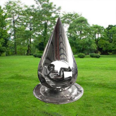 大型金属不锈钢水滴镜面水景艺术雕塑